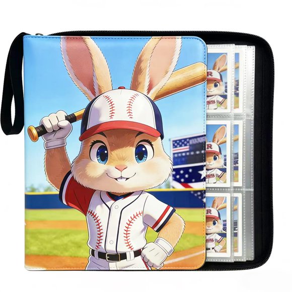 Carpeta para cartas BPQWLF de 900 bolsillos, cuero PU, béisbol conejo