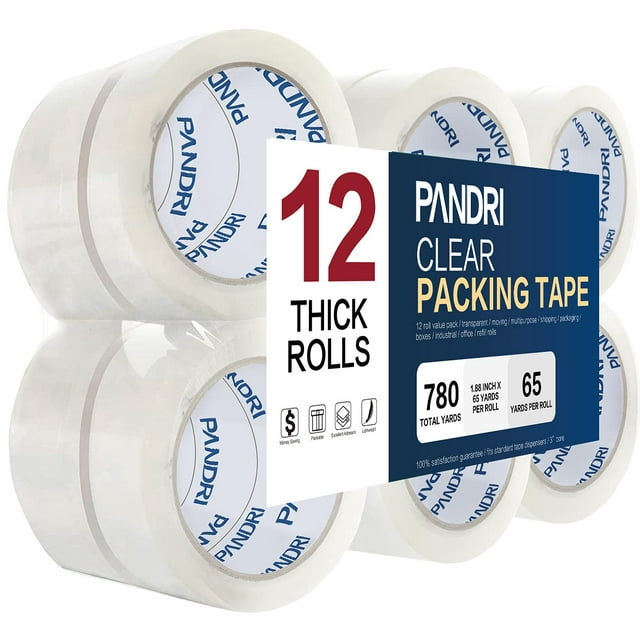 Cinta de embalaje PANDRI Heavy Duty, transparente, 48 mm x 59,4 m, 12 rollos