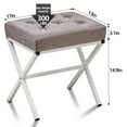 thumbnail image 5 of Tcbosik Gray Velvet Upholstered Vanity Ottoman with X-Shape Metal Legs, 18"H Modern Footstool for Bedroom, Living Room & Makeup, Soft Cushion Seat, Easy Assembly, 5 of 6
