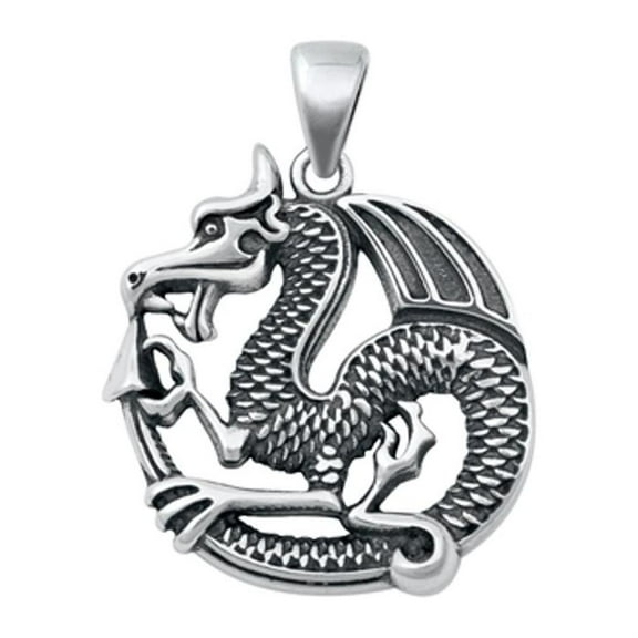 Sterling Silver Dragon Pendant Good Luck Fantasy Charm 925 New Jewelry Female Unisex