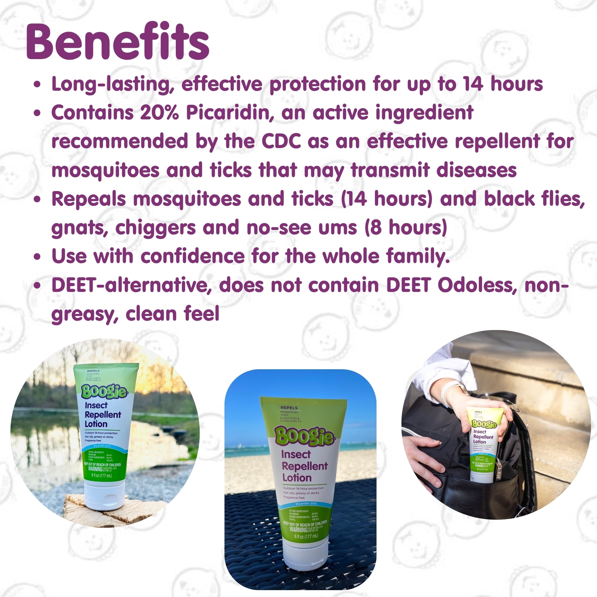 (2 pack) Boogie Insect Repellent Lotion, Repels Mosquitos, Ticks, Black Flies & More, Unscented, 4 fl oz