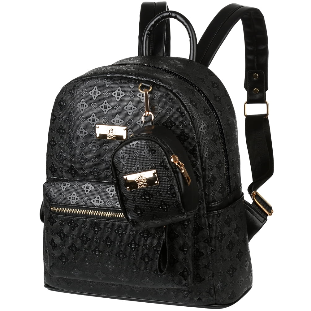 Women Black School Bags Backpack Shoulder Bag Rucksack Faux Leather Travel Bag 