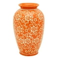 thumbnail image 2 of 14" White Flowers on Orange Tung Chi Vase, 2 of 7