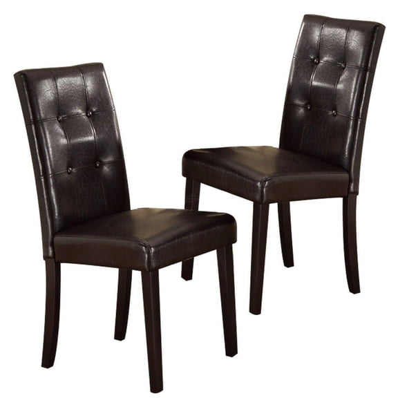 JERFIT 2-Pack Modern Dark Brown Faux Leather Dining Chairs with Tufted Back and Cushioned Seat for Kitchen Breakfast Nook