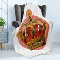 thumbnail image 4 of Queen Soft Flannel Fleece Throw Blanket, Victorian Baroque Style Crown Design Coronet Adornments Engravings Emperor Monarch, Cozy Plush for Indoor and Outdoor Use, 60" x 80", Multicolor, by Ambesonne, 4 of 5