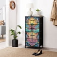 thumbnail image 6 of Stained Glass Style Dresser for Bedroom with 4 Storage Drawers Elegant spring Dragonfly Floral Pastel spring Dressers Chest of Drawers Steel Framed Fabric Closet Organizers for Dorm Entryway Mom, 6 of 8