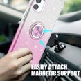 thumbnail image 4 of TJS Phone Case for Samsung Galaxy A13 5G, Galaxy A04s with Tempered Glass Screen Protector, Two Tone Shinny Glitter Metal Ring Magnetic Support Kickstand Cover (Pink), 4 of 6
