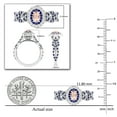 thumbnail image 5 of Dazzlingrock Collection 6X4mm Oval Morganite with Round Blue Sapphire & White Diamond Interweaving Double Halo Wedding Ring for Women in 10K White Gold, Size 6.5, 5 of 6