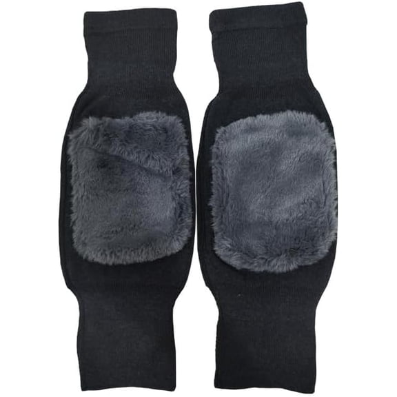 3-Layer Fleece Lined Winter Leg Warmers | Elderly Knee Protection for Men & Women(LR  Black 1 PCS)