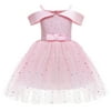 LoyisViDion Baby Girls Dress Clearance Toddler Girls Net Yarn Temperament Sequins Bowknot Birthday Party Gown Long Dresses Pink 3-4 Years