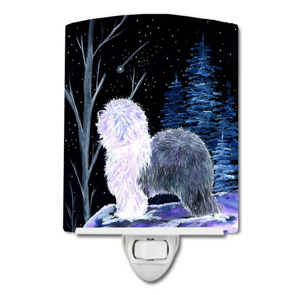 Caroline's Treasures SS8401CNL Starry Night Old English Sheepdog Ceramic Night Light, 6x4x3", multicolor