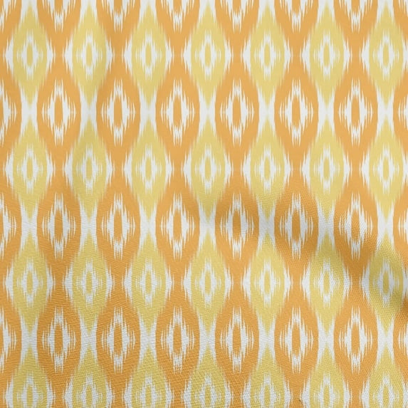 oneOone Cotton Cambric Yellow Fabric Ikat Craft Projects Decor Fabric Printed By The Yard 56 Inch Wide
