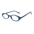 thumbnail image 3 of Womens Rhinestone Studded Oval Cat Eye Reading Glasses with Hard Case Blue +2.5, 3 of 4