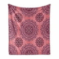 thumbnail image 1 of Purple Mandala Soft Flannel Fleece Throw Blanket, Filigree Artwork Inspired Bohemian and Oriental Display, Cozy Plush for Indoor and Outdoor Use, 70" x 90", Coral Fuchsia, by Ambesonne, 1 of 6