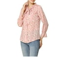 thumbnail image 5 of Allegra K Women's Bow Tie Ruffle Collar Button Down Long Sleeve Floral Blouse, 5 of 7