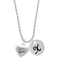 thumbnail image 1 of Delight Jewelry Silvertone Little Sister Heart Silvertone Script Initial Disc - X - Charm Necklace, 20"+3", 1 of 1