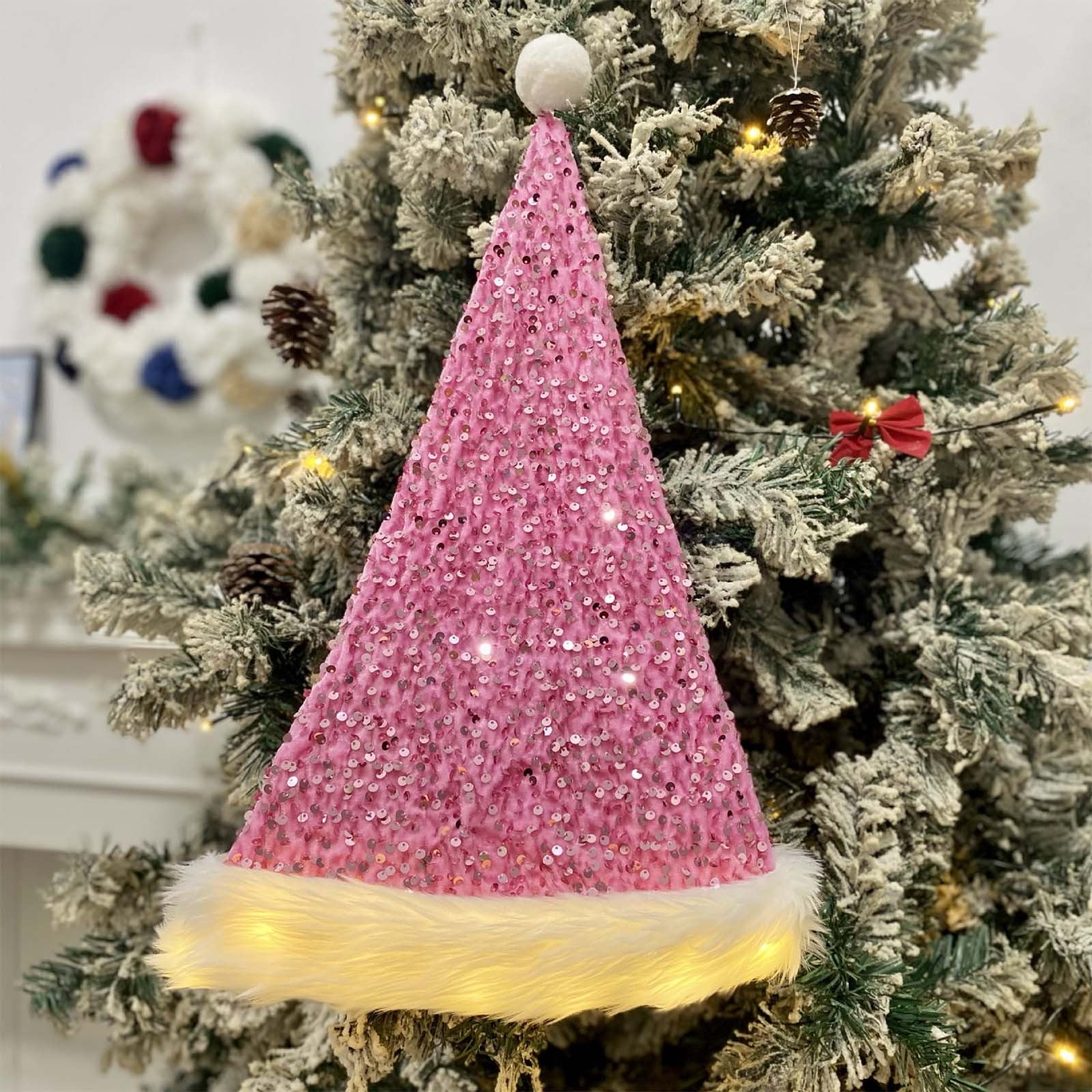 Kids Santa Hat - Red Velvet Christmas Hat With White Plush Trim For Holiday Parties & Photos