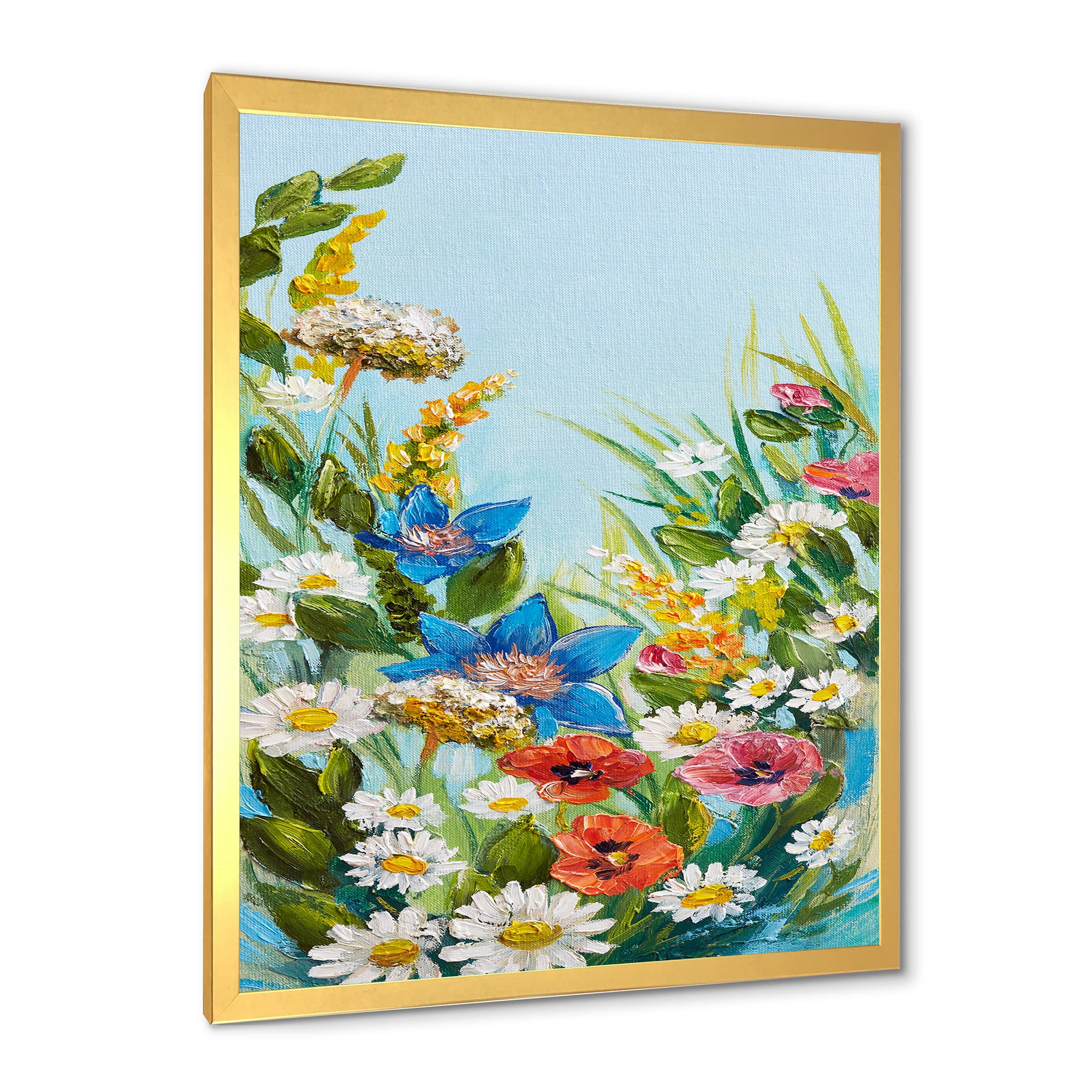 Designart 'Still Life Of Colorful Wildflowers With Leaves I' Traditional Framed Art Print