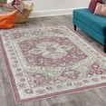 thumbnail image 2 of Vintage Decorative Rug, Grunge Effect Look Curlicue Motif Pattern of Swirls and Shapes Floral Branches, Quality Carpet for Bedroom Dorm and Living Room, 6 Sizes, Raspberry Grey, by Ambesonne, 2 of 4