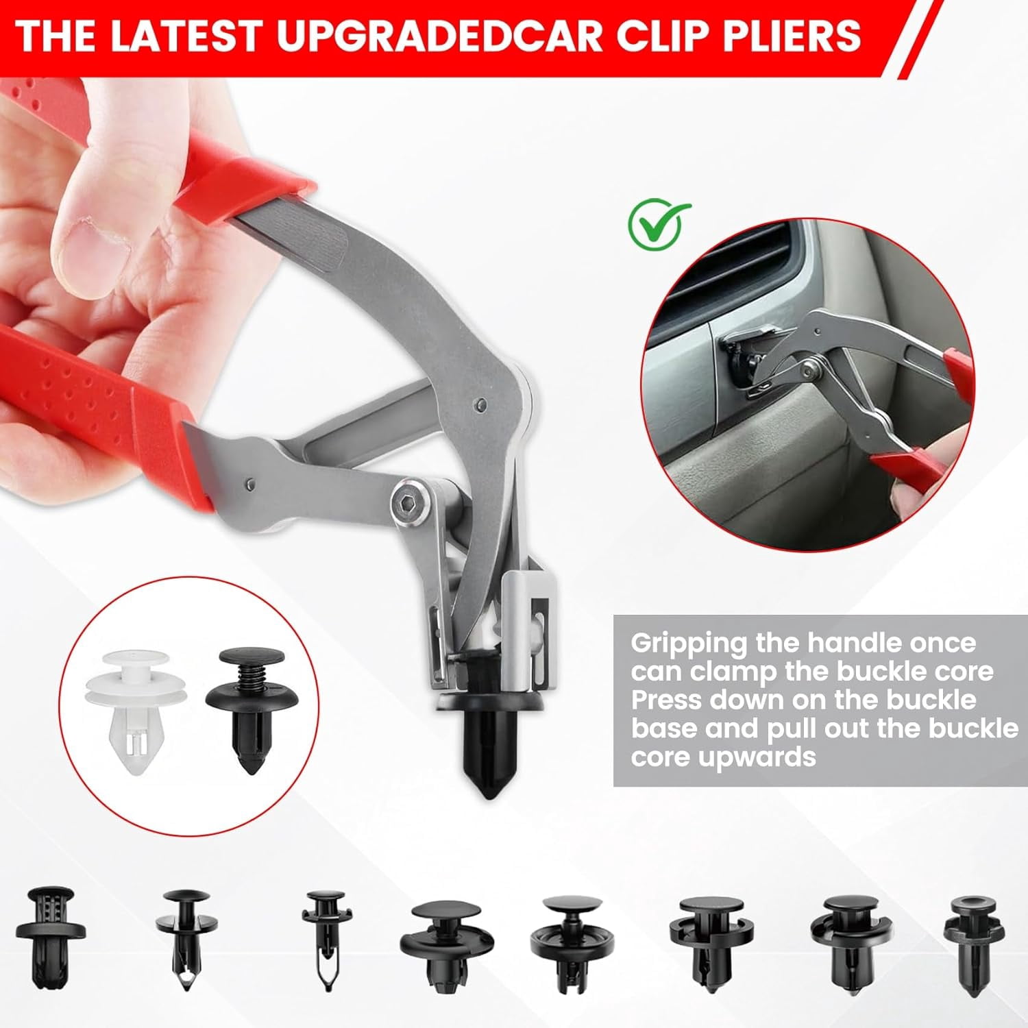 Car Clip Pliers, Panel Clip Removal Tool, Professional Auto Clip Removal Pliers for Automotive Plastic Fasteners, Push Pin & Door Trim, Damage-Free Interior & Exterior Disassembly Tool