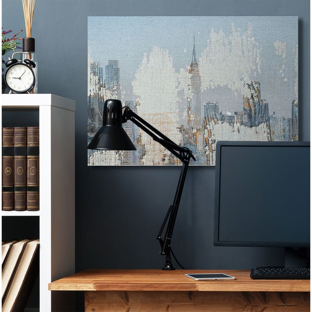 Stupell Industries Urban Distressed New York City Skyline Town & City Painting Gallery Wrapped Canvas Art Print Wall Art, 36 x 48