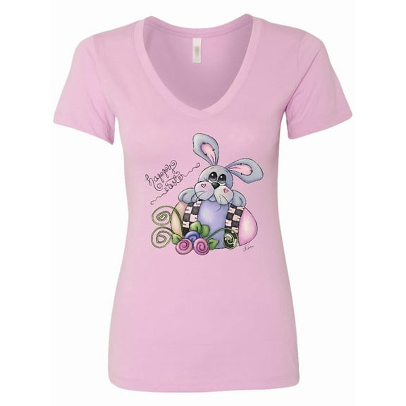 Inktastic Happy Easter Bunny Rabbit Women's V-Neck T-Shirt