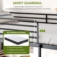 thumbnail image 5 of JIAXIA 1500LBS Triple Bunk Bed, Bunk Bed Twin Over Twin Over Twin, Triple Bunk with 2 Ladders, Metal Bed Frame with Guardrails for Bedroom, No Box Spring Needed, Black, 5 of 6