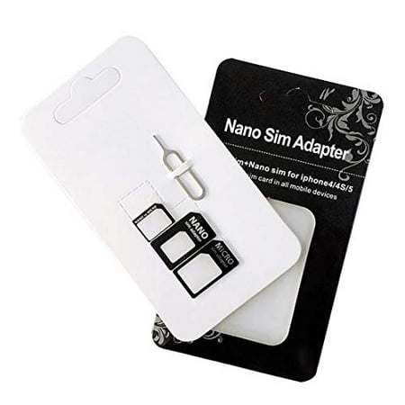 SIM Card Adapter Nano Micro Standard 4 in 1 Converter Kit with Steel Tray Eject Pin (2