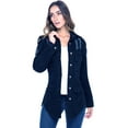 thumbnail image 2 of Notus Women's Casual Slim Distressed Long Sleeve Denim Lapel Jacket Windbreaker Outercoat Admiral Blue XXL, 2 of 7