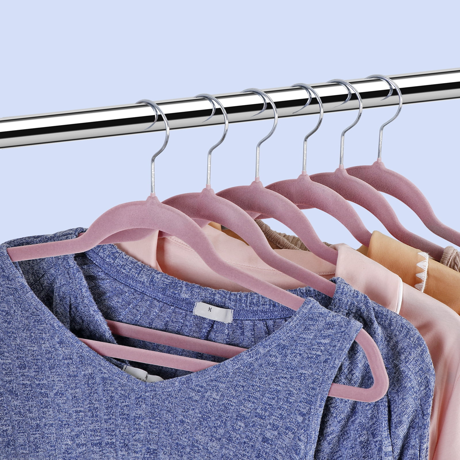 Velvet Non-Slip Hangers With 360° Hook - 100/200/300/400 Pack (Black/Gray)