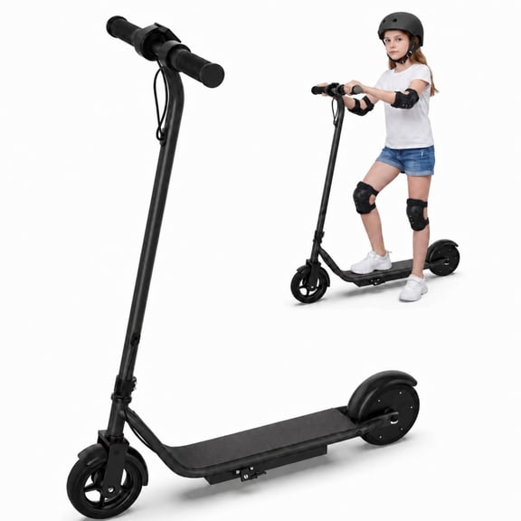 Electric Scooter for Kids Ages 8-12, 6.5" Solid Tires, 250W Motor with 3 Speeds up to 9 MPH, Kick-Start Safe Start, Max Load 155 lbs, Black