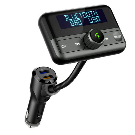 (2019 Upgraded)Wireless Radio Adapter Hands-Free Car Kit with 1.7 Inch Display-Bluetooth FM Transmitter-AUX Input/Output-QC3.0 and Smart 2.4A Dual USB Ports-TF Card Mp3 (Best Bluetooth Car Adapter 2019)