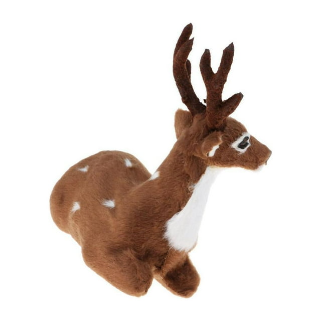 kurtrusly Simulation Christmas Elk Plush Reindeer Model Toy Dark Brown Male Sitting 10x11x3cm 1Set