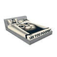 thumbnail image 2 of Ambesonne Cat Fitted Sheet & Pillow Sham Set, Are You Poopin' Retro Funny, King, Dark Blue Ivory, 2 of 2