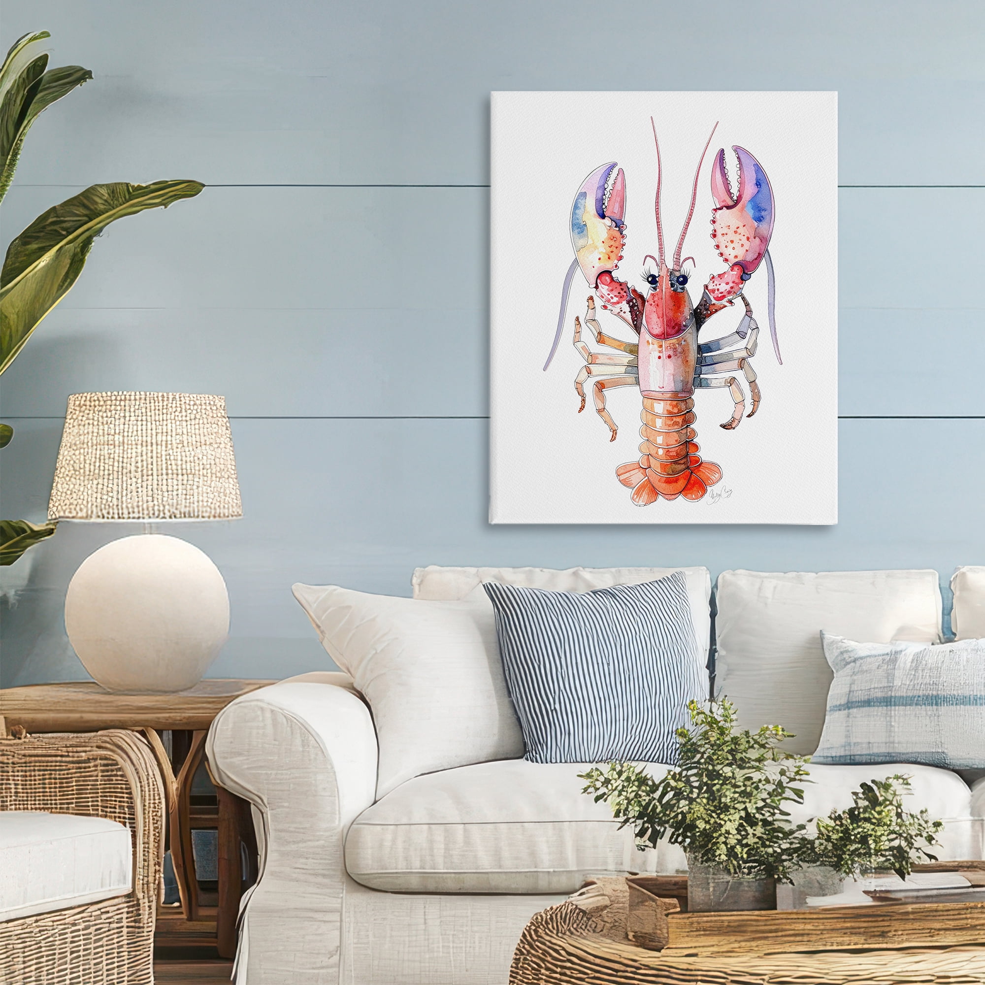 Stupell Industries Coral Claw Lobster Canvas Wall Art, design by Shelly Craig