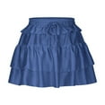 thumbnail image 4 of Mqqzkk Women's Boho Ruffle Mini Skirt Flowy Layered Mid Waist Skirts Cute Short Summer Skirts Drawstring Tiered Y2K Skirts, 4 of 6