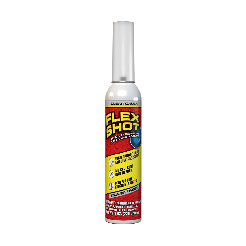 Flex Shot Rubber Adhesive Sealant Rubberized Caulk, 8 oz, Clear