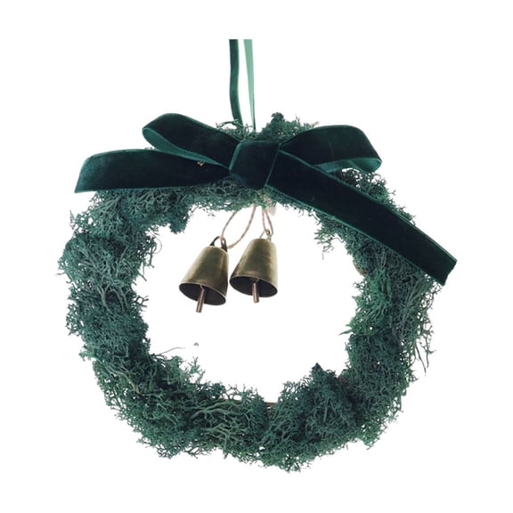 EWASWON Christmas Preserved Antler Moss Christmas Wreath with Bells - Rustic Natural Door Hanging, Unique Christmas Gift Decor
