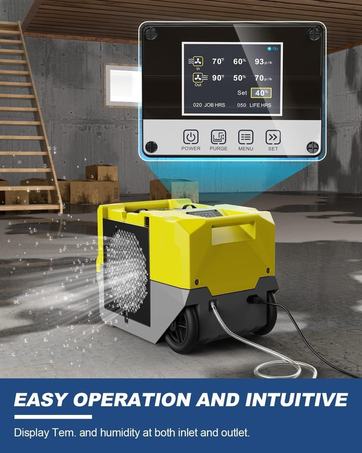 ALORAIR  Commercial Dehumidifiers, 264 PPD Performance Industrial Dehumidifier with Pump, Compact, Portable Industrial dehumidifier for Water Damage Restoration, Up to 3000 Sq.Ft ,SLGR Dehumidifiers