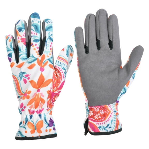 Woman Garden Glove Women's L Multicolor Floral Flowers Waterproof Gardening Gloves by effiegu Garden Shop