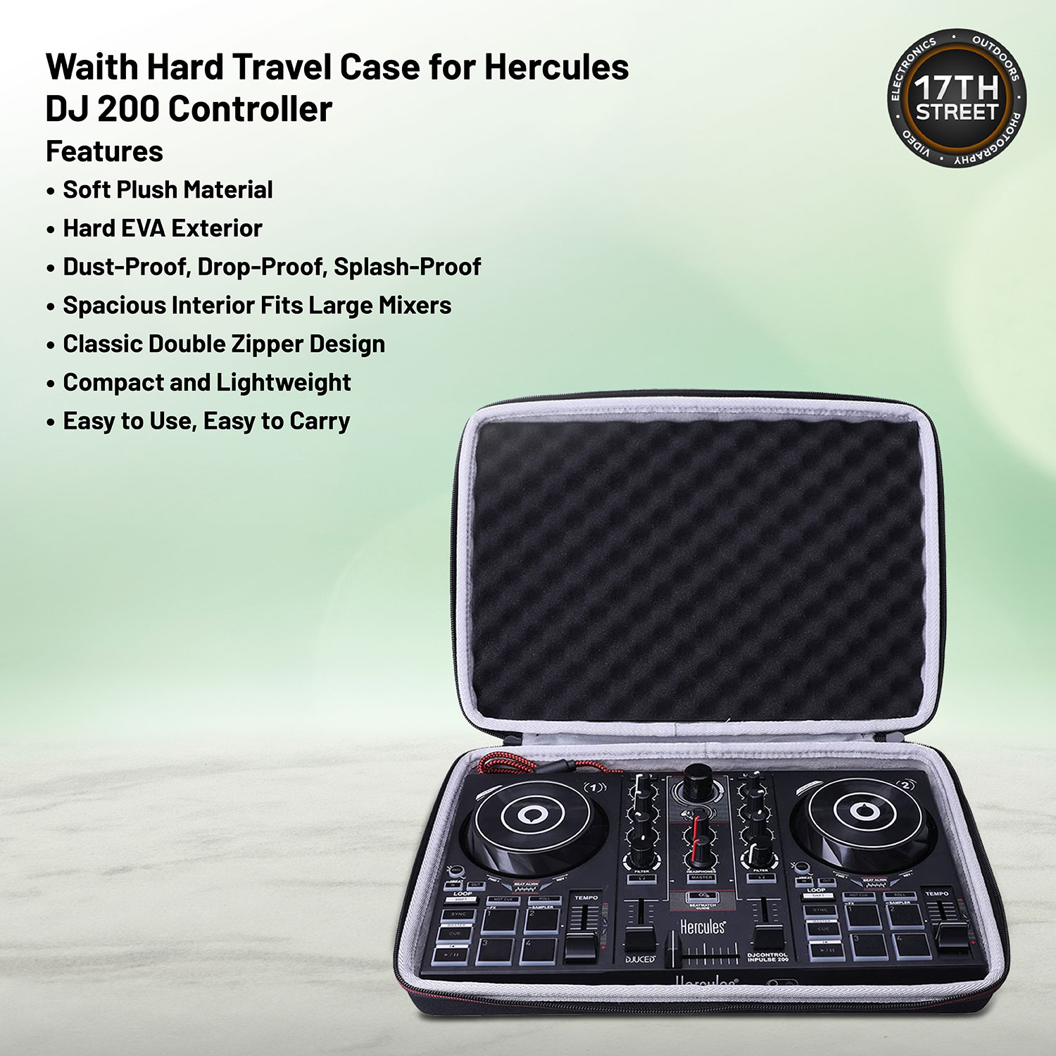 Hercules All in One DJ Learning Kit - Inpulse 200MK2 DJ Controller with On-Stage Laptop Stand, Waith Hard Travel Case and Waith Cleaning Cloth - Serato DJ Lite & DJUCED Software Included (Bundle Set)