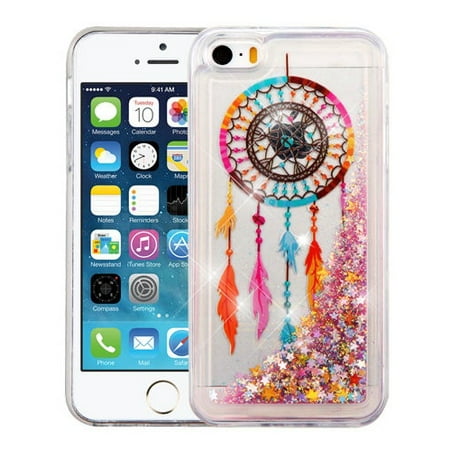 Canada Phone Case Iphone 5 Apple iPhone SE 5S 5 Case - Wydan Slim Hybrid Liquid Bling Glitter Sparkle Quicksand Waterfall Shockproof TPU Phone Cover - Dreamcatcher ()