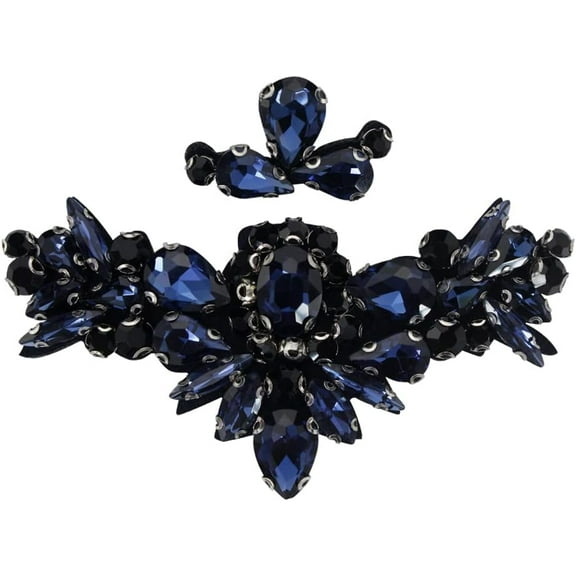 Beaded Rhinestone Patches Crystal Beaded Patches DIY Crown Shape Applique Sew on Patches for Garment Embellishment Repair Handmade Decor Crafts 1Set