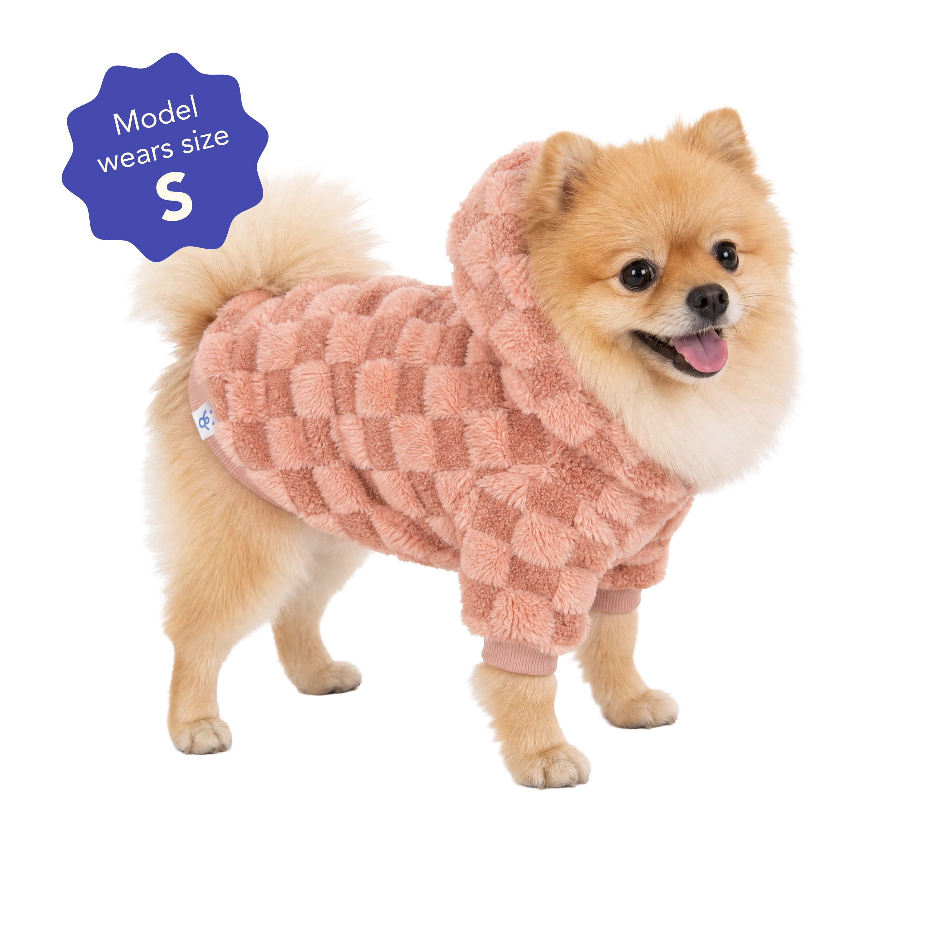 Oodles Checkerboard Fall Sherpa Dog Hoodie, Red, Small