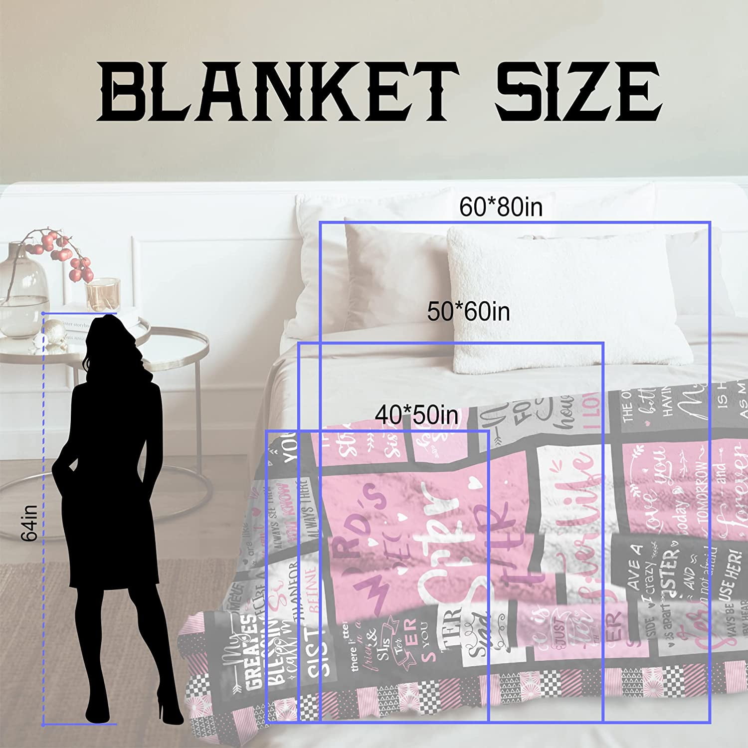 sister gifts throw blanket 50"x60" - sister birthday gifts from sister - sisters gifts from sister - happy birthday gifts for sister - gifts for sister - sister blanket - best sister gift idea