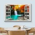 thumbnail image 3 of wall26 Canvas Print Wall Art Window View Landscape Orange Fall Waterfall Nature Wilderness Photography Modern Art Rustic Scenic Colorful Multicolor for Living Room, Bedroom, Office - 16"x24&quot, 3 of 5