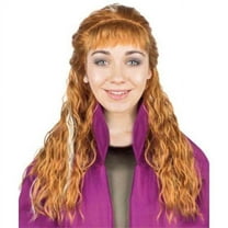 HPO Adult Women's Brown Color Wavy Long Length Trendy Iconic Artic Princess Cosplay Wig, Synthetic Fiber