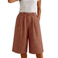 thumbnail image 4 of MLCDZ Women Loose Fit Knee Length Bermuda Shorts with Multiple Pockets Casual Wide Leg Loose Elastic Waist Workout Short Pants, 4 of 8