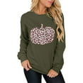 thumbnail image 1 of Femmes Halloween Léopard Imprimé Citrouille Graphique Sweat-Shirts Col Rond Manches Longues Décontractée Coupe Ample Chandails Tops, 1 of 3
