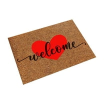 Valentine's Day Welcome Coir Doormat Red Love Heart Valentine's Day Door Mat Indoor Outdoor Holiday Mat Entrance Front Door Rug for Porch Decor Gift